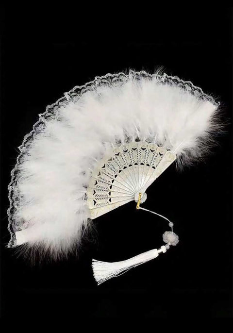 Vintage Foldable Feather Fan For Women